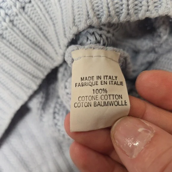 Brandy Melville Light Blue Knit Sweater One Size Cropped Puff Sleeve‎ - Picture 5 of 7